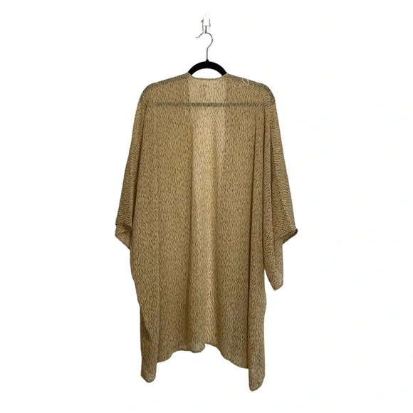 aerie Tan & Brown Animal Print Open Front Semi-sheer Kimono One Size Women’s - Picture 6 of 11